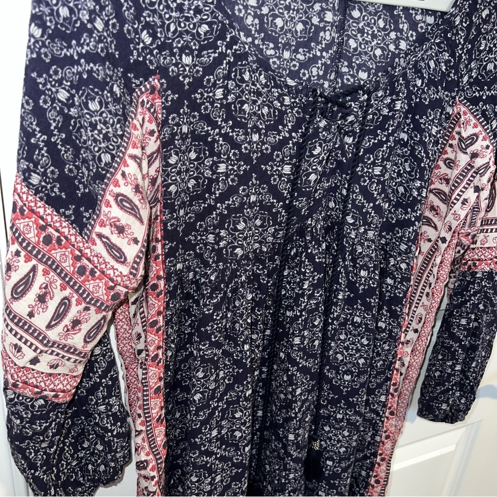 American Eagle Outfitters Navy and Red Printed Boho Tunic - Picture 7 of 8